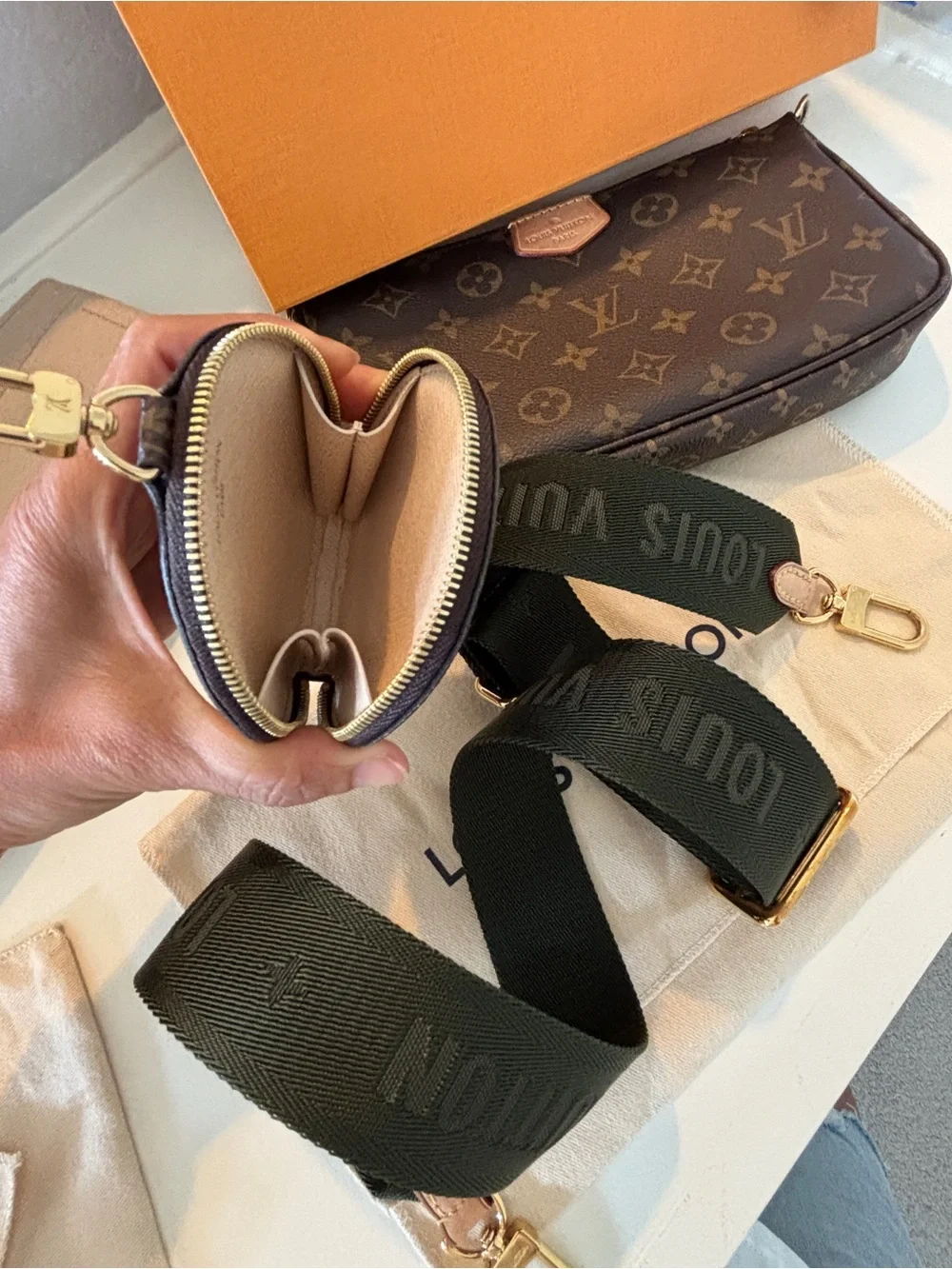 Louis Vuitton Monogram Multi-Pochette with Dark Green Strap